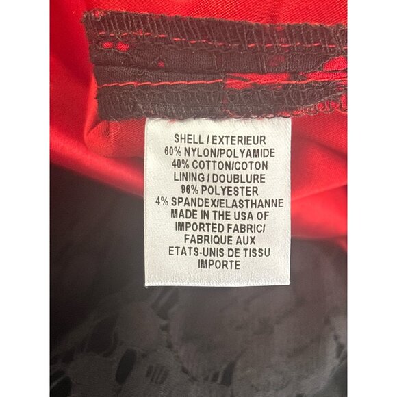 Milly Black Red Lace Sleeveless Midi Dress Size 10 Made in USA Floral Overlay Co - Picture 9 of 12